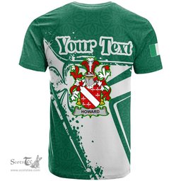ScotsTee Shop Irish Howard Coat of Arms Irish Celtic Shamrock T Shirt Add Your Text Personalized T Shirt
