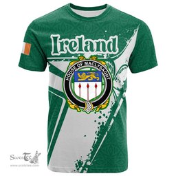 ScotsTee Shop Irish House of MACLYSAGHT Coat of Arms Irish Celtic Shamrock T Shirt Add Your Text Personalized T Shirt