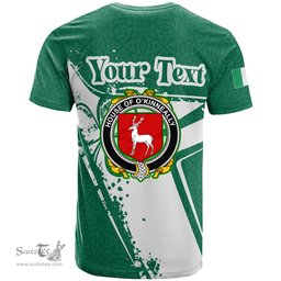 ScotsTee Shop Irish House of O KINNEALLY Coat of Arms Irish Celtic Shamrock T Shirt Add Your Text Personalized T Shirt