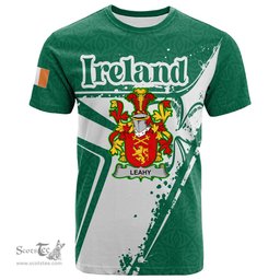 ScotsTee Shop Irish Leahy or O Lahy Coat of Arms Irish Celtic Shamrock T Shirt Add Your Text Personalized T Shirt