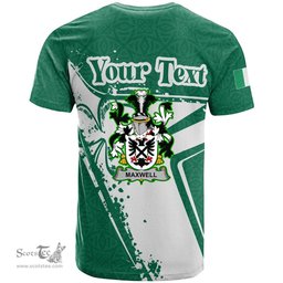 ScotsTee Shop Irish Maxwell Coat of Arms Irish Celtic Shamrock T Shirt Add Your Text Personalized T Shirt