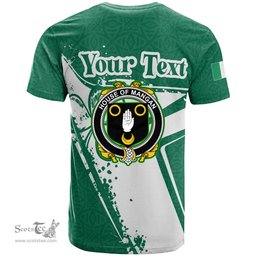 ScotsTee Shop Irish House of MANGAN Coat of Arms Irish Celtic Shamrock T Shirt Add Your Text Personalized T Shirt