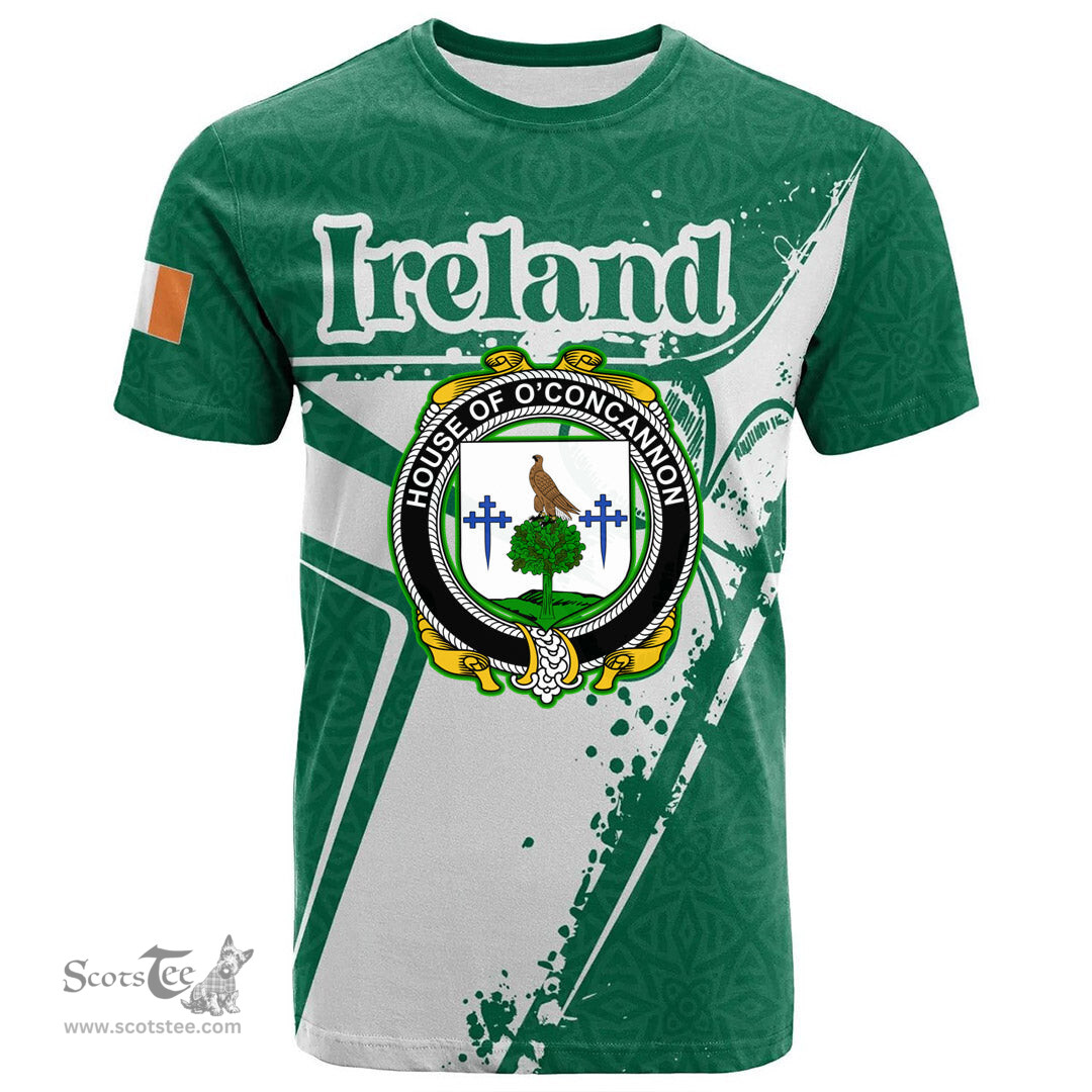ScotsTee Shop Irish House of O CONCANNON Coat of Arms Irish Celtic Shamrock T Shirt Add Your Text Personalized T Shirt