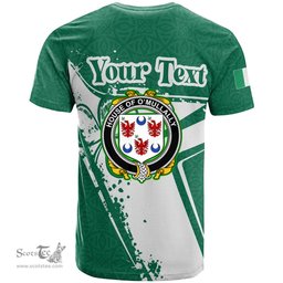ScotsTee Shop Irish House of O MULLALLY Coat of Arms Irish Celtic Shamrock T Shirt Add Your Text Personalized T Shirt