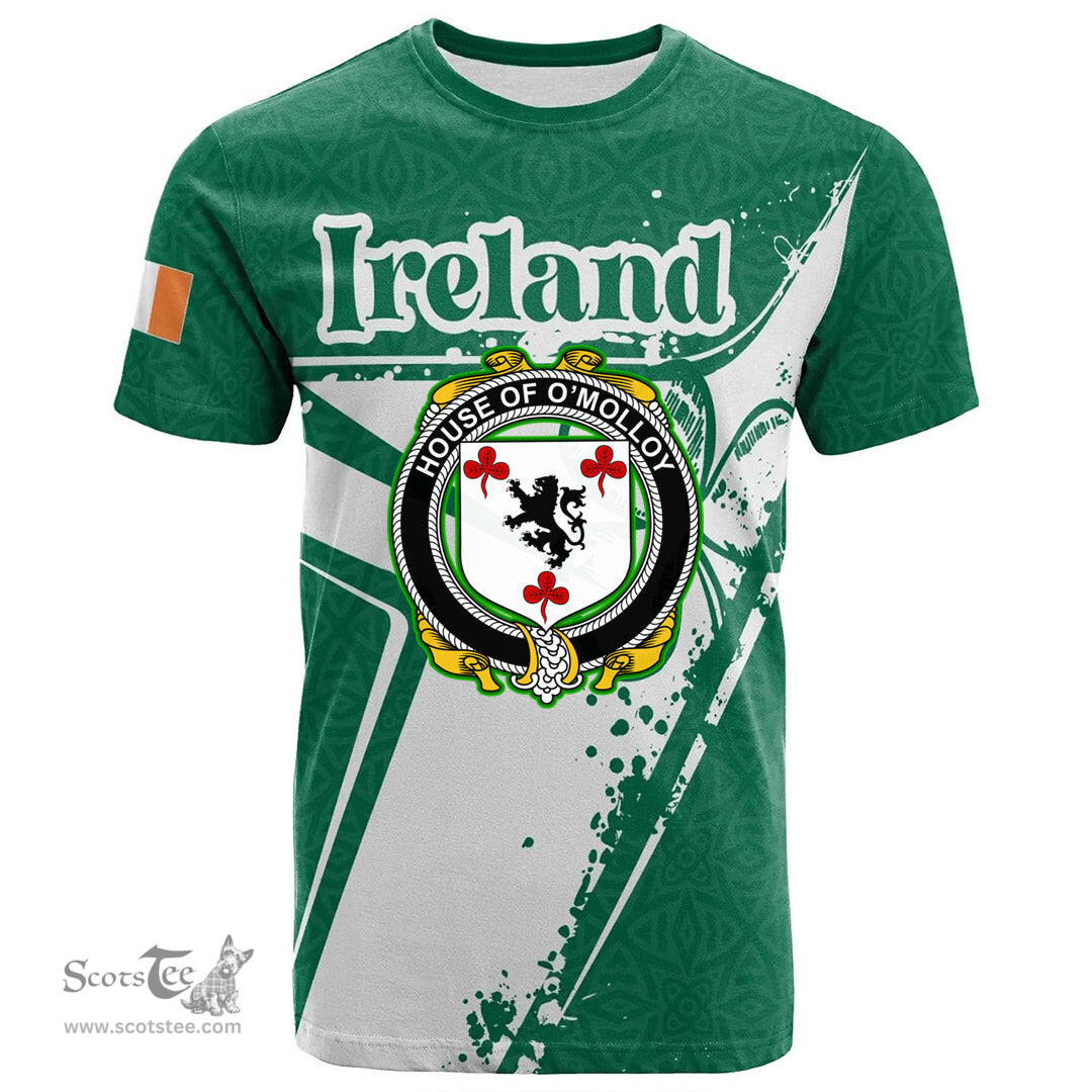 ScotsTee Shop Irish House of O MOLLOY Coat of Arms Irish Celtic Shamrock T Shirt Add Your Text Personalized T Shirt