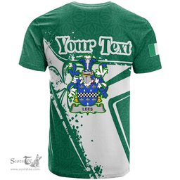 ScotsTee Shop Irish Lees or McAleese Coat of Arms Irish Celtic Shamrock T Shirt Add Your Text Personalized T Shirt