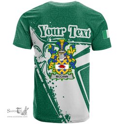 ScotsTee Shop Irish McCann Coat of Arms Irish Celtic Shamrock T Shirt Add Your Text Personalized T Shirt