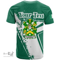 ScotsTee Shop Irish Levinge or Levens Coat of Arms Irish Celtic Shamrock T Shirt Add Your Text Personalized T Shirt