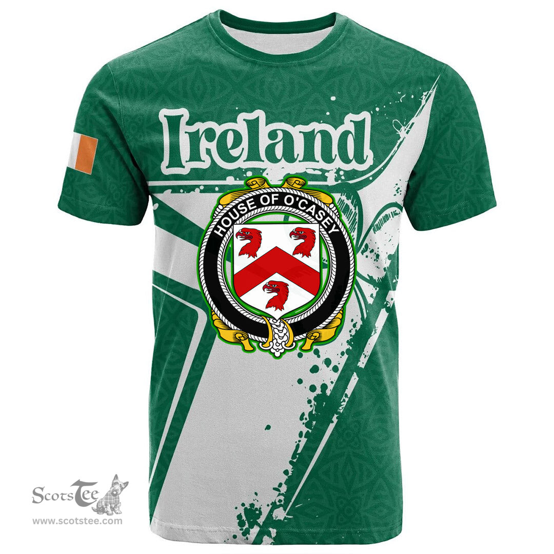 ScotsTee Shop Irish House of O CASEY Coat of Arms Irish Celtic Shamrock T Shirt Add Your Text Personalized T Shirt