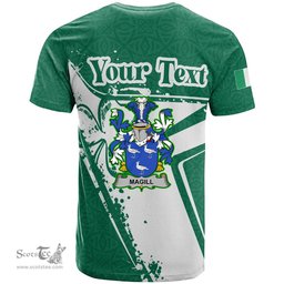 ScotsTee Shop Irish Magill Coat of Arms Irish Celtic Shamrock T Shirt Add Your Text Personalized T Shirt