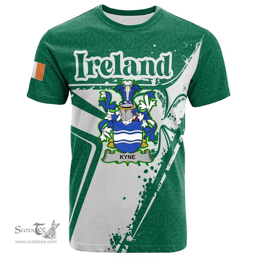 ScotsTee Shop Irish Kyne or O Kyne Coat of Arms Irish Celtic Shamrock T Shirt Add Your Text Personalized T Shirt