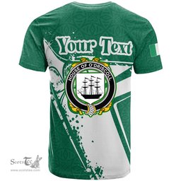 ScotsTee Shop Irish House of O DRISCOLL Coat of Arms Irish Celtic Shamrock T Shirt Add Your Text Personalized T Shirt