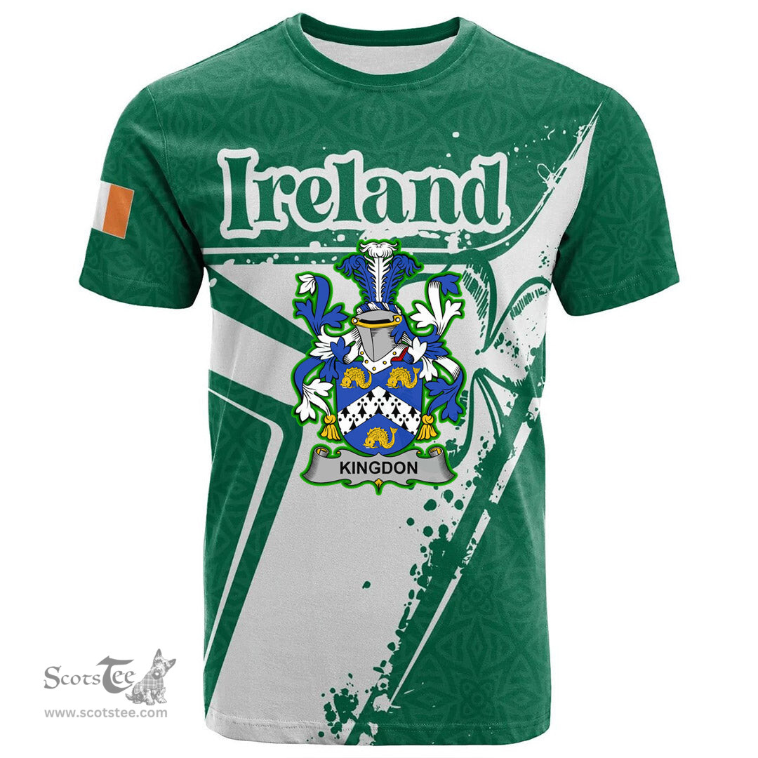ScotsTee Shop Irish Kingdon Coat of Arms Irish Celtic Shamrock T Shirt Add Your Text Personalized T Shirt