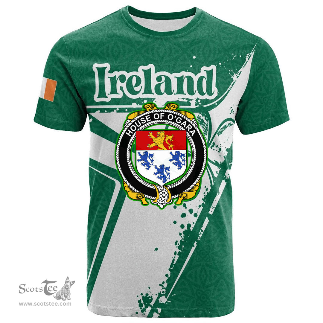ScotsTee Shop Irish House of O GARA Coat of Arms Irish Celtic Shamrock T Shirt Add Your Text Personalized T Shirt