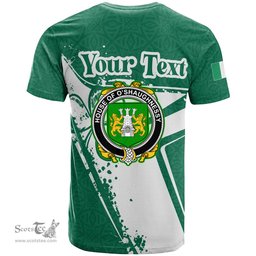 ScotsTee Shop Irish House of O SHAUGNESSY Coat of Arms Irish Celtic Shamrock T Shirt Add Your Text Personalized T Shirt