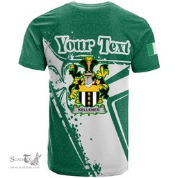 ScotsTee Shop Irish Kelleher or O Kelleher Coat of Arms Irish Celtic Shamrock T Shirt Add Your Text Personalized T Shirt