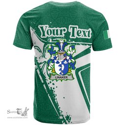 ScotsTee Shop Irish Linaker Coat of Arms Irish Celtic Shamrock T Shirt Add Your Text Personalized T Shirt