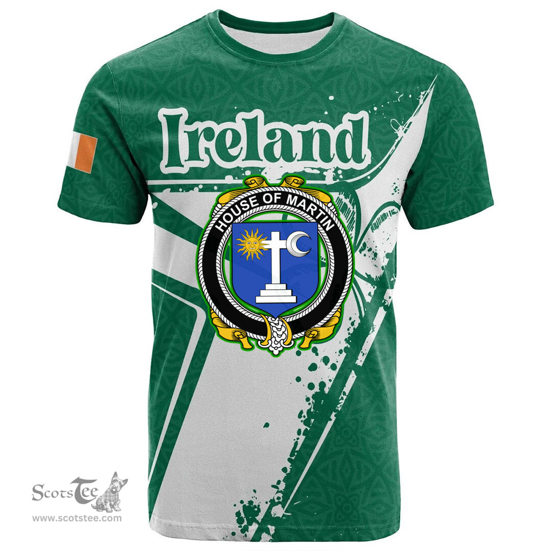 ScotsTee Shop Irish House of MARTIN Coat of Arms Irish Celtic Shamrock T Shirt Add Your Text Personalized T Shirt