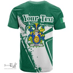 ScotsTee Shop Irish Mihill Coat of Arms Irish Celtic Shamrock T Shirt Add Your Text Personalized T Shirt