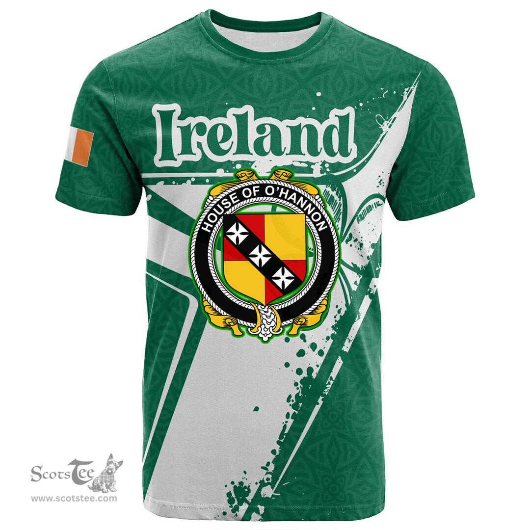 ScotsTee Shop Irish House of O HANNON Coat of Arms Irish Celtic Shamrock T Shirt Add Your Text Personalized T Shirt