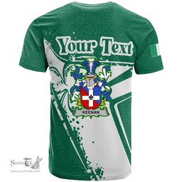 ScotsTee Shop Irish Keenan or O Kinahan Coat of Arms Irish Celtic Shamrock T Shirt Add Your Text Personalized T Shirt