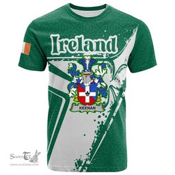 ScotsTee Shop Irish Keenan or O Kinahan Coat of Arms Irish Celtic Shamrock T Shirt Add Your Text Personalized T Shirt