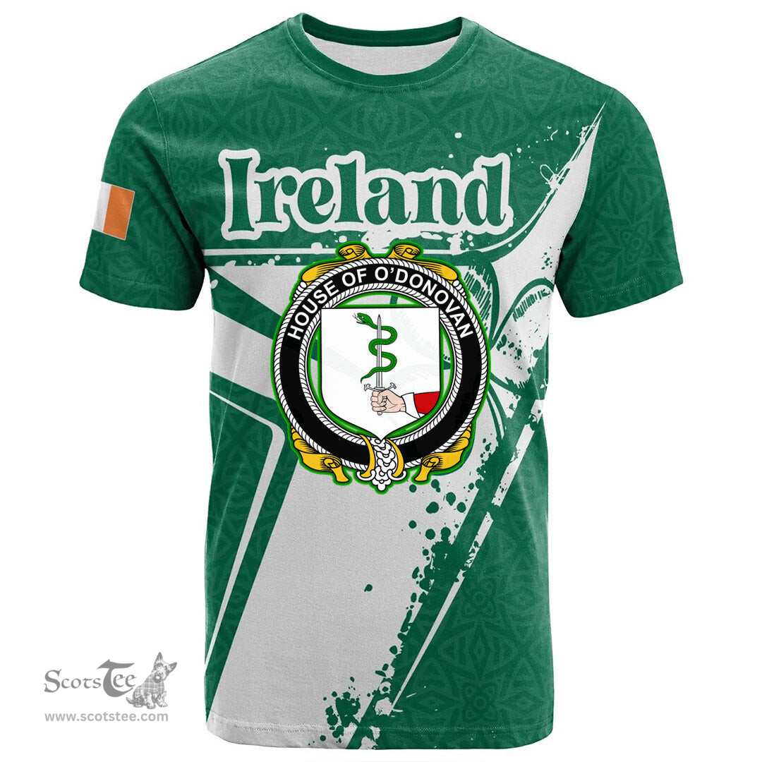 ScotsTee Shop Irish House of O DONOVAN Coat of Arms Irish Celtic Shamrock T Shirt Add Your Text Personalized T Shirt