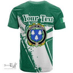 ScotsTee Shop Irish House of TOBIN Coat of Arms Irish Celtic Shamrock T Shirt Add Your Text Personalized T Shirt