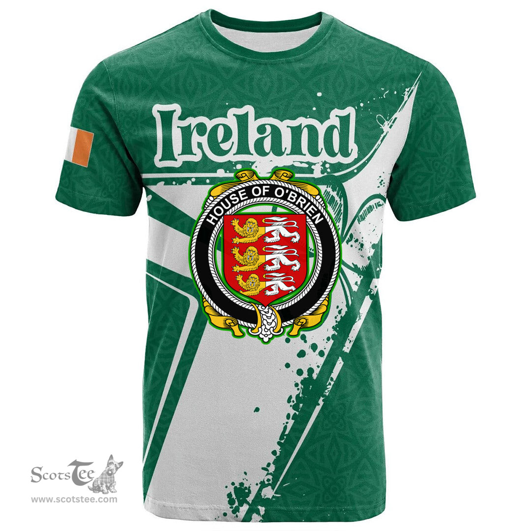 ScotsTee Shop Irish House of O BRIEN Coat of Arms Irish Celtic Shamrock T Shirt Add Your Text Personalized T Shirt