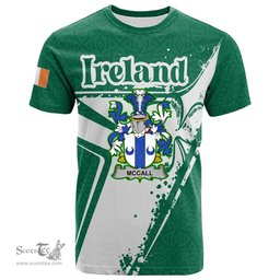 ScotsTee Shop Irish McCall Coat of Arms Irish Celtic Shamrock T Shirt Add Your Text Personalized T Shirt