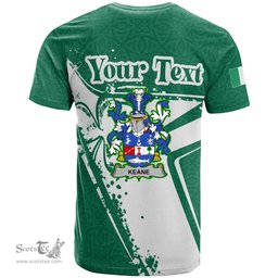 ScotsTee Shop Irish Keane or O Cahan Coat of Arms Irish Celtic Shamrock T Shirt Add Your Text Personalized T Shirt