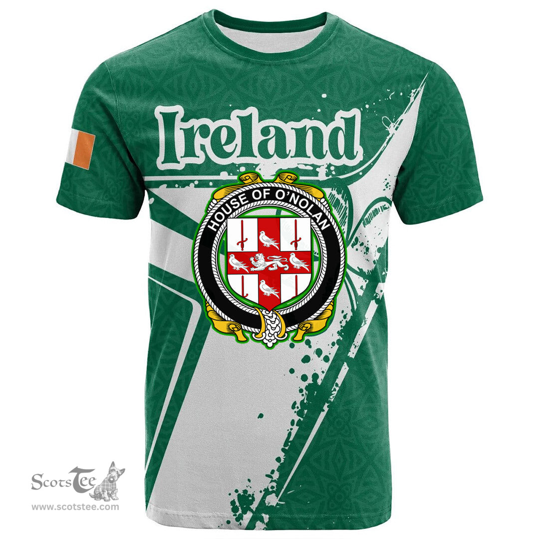 ScotsTee Shop Irish House of O NOLAN Coat of Arms Irish Celtic Shamrock T Shirt Add Your Text Personalized T Shirt