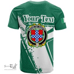 ScotsTee Shop Irish House of TAAFFE Coat of Arms Irish Celtic Shamrock T Shirt Add Your Text Personalized T Shirt