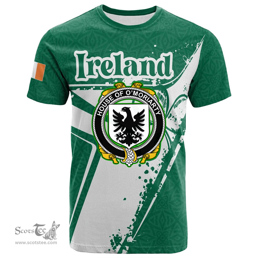 ScotsTee Shop Irish House of O MORIARTY Coat of Arms Irish Celtic Shamrock T Shirt Add Your Text Personalized T Shirt