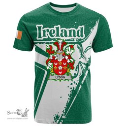 ScotsTee Shop Irish Lydon or Leyden Coat of Arms Irish Celtic Shamrock T Shirt Add Your Text Personalized T Shirt