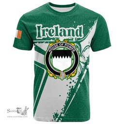 ScotsTee Shop Irish House of POWER Coat of Arms Irish Celtic Shamrock T Shirt Add Your Text Personalized T Shirt