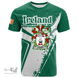 ScotsTee Shop Irish Leary or O Leary Coat of Arms Irish Celtic Shamrock T Shirt Add Your Text Personalized T Shirt