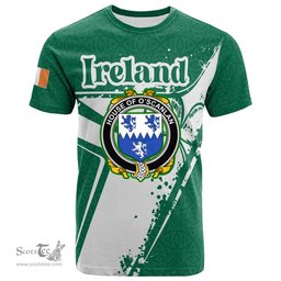 ScotsTee Shop Irish House of O SCANLAN Munster Coat of Arms Irish Celtic Shamrock T Shirt Add Your Text Personalized T Shirt