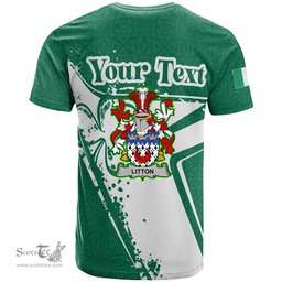 ScotsTee Shop Irish Litton Coat of Arms Irish Celtic Shamrock T Shirt Add Your Text Personalized T Shirt