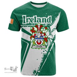 ScotsTee Shop Irish Litton Coat of Arms Irish Celtic Shamrock T Shirt Add Your Text Personalized T Shirt
