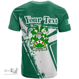 ScotsTee Shop Irish Kieran or O Kieran Coat of Arms Irish Celtic Shamrock T Shirt Add Your Text Personalized T Shirt