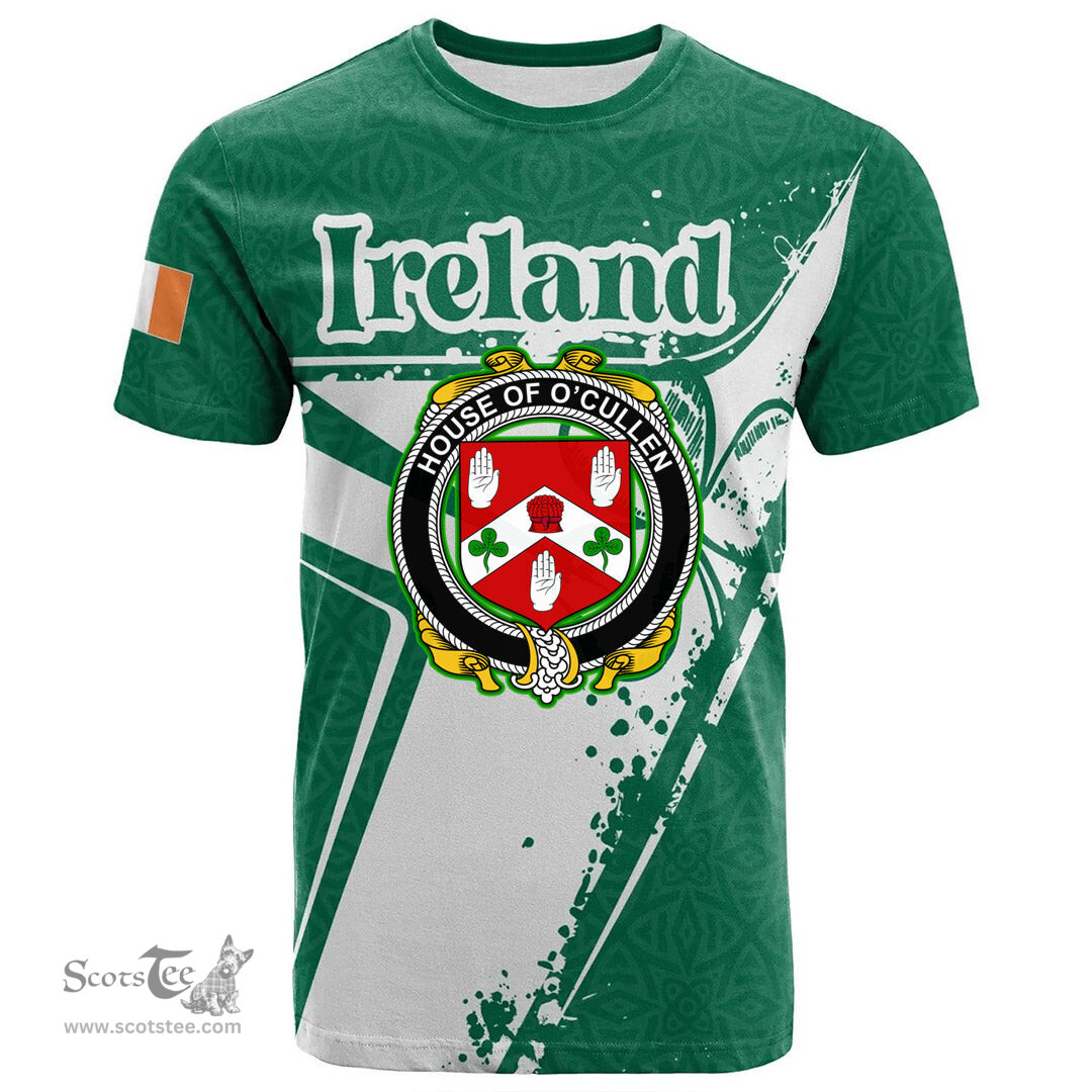 ScotsTee Shop Irish House of O CULLEN Coat of Arms Irish Celtic Shamrock T Shirt Add Your Text Personalized T Shirt