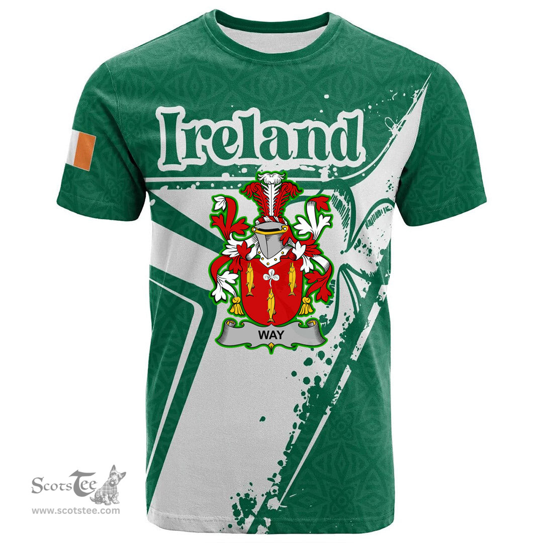 ScotsTee Shop Irish Way Coat of Arms Irish Celtic Shamrock T Shirt Add Your Text Personalized T Shirt