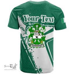 ScotsTee Shop Irish O Donoghue Coat of Arms Irish Celtic Shamrock T Shirt Add Your Text Personalized T Shirt