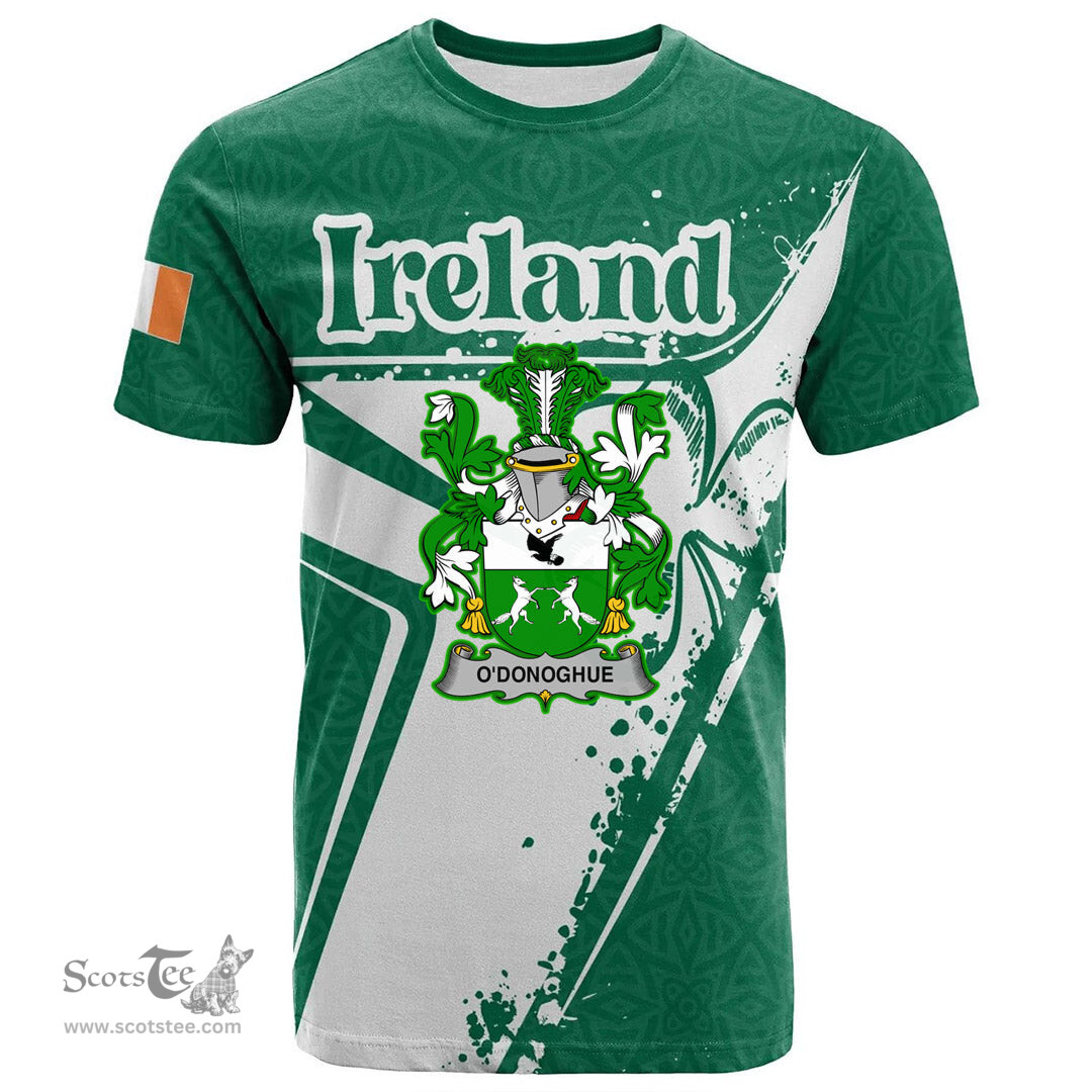 ScotsTee Shop Irish O Donoghue Coat of Arms Irish Celtic Shamrock T Shirt Add Your Text Personalized T Shirt