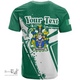 ScotsTee Shop Irish Morrogh or Morrow Coat of Arms Irish Celtic Shamrock T Shirt Add Your Text Personalized T Shirt