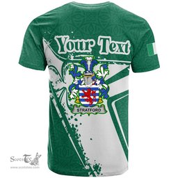 ScotsTee Shop Irish Stratford Coat of Arms Irish Celtic Shamrock T Shirt Add Your Text Personalized T Shirt