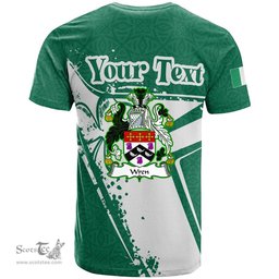 ScotsTee Shop Irish Wren or Wrenn Coat of Arms Irish Celtic Shamrock T Shirt Add Your Text Personalized T Shirt