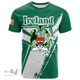 ScotsTee Shop Irish Wren or Wrenn Coat of Arms Irish Celtic Shamrock T Shirt Add Your Text Personalized T Shirt