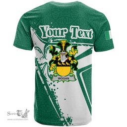 ScotsTee Shop Irish Wogan Coat of Arms Irish Celtic Shamrock T Shirt Add Your Text Personalized T Shirt